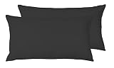 Funda de Almohada Microfibra Negro 50 x 80 cm, Juego de 2 Fundas con Cierre de sobre