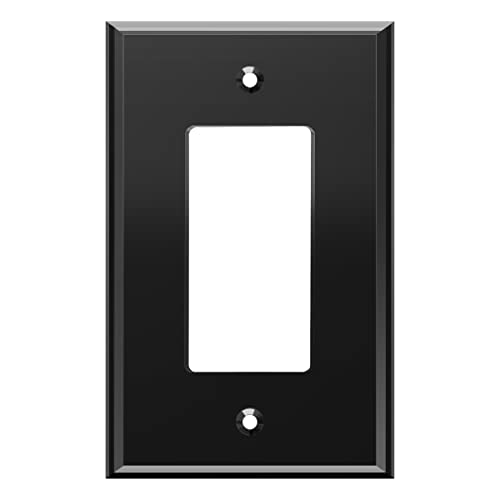 LIDER Reflective Acrylic Decorator Wall Plate, Mirrored Light Switch Plate, Plexiglass Outlet Cover, Acrylic Glass, Oversized 1-Gang 5.25" x 3.44", LWP-31O-ABK, Black