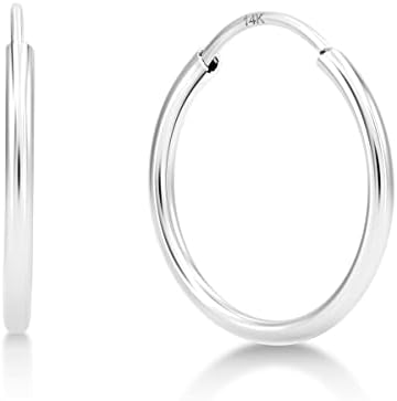 KEZEF 1mm 14k Rose Gold, White Gold & Yellow Gold Hoop Earrings | Endless Hoop Gold Earrings for Women, Girls and Men | Thin Round Hypoallergenic Lightweight Huggies Earrings | 10mm - 30mm Diameter