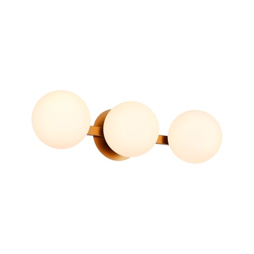 Hanaloa Bathroom Vanity Light Fixtures, Modern 3 Lights Globe Wall Sconce Lighting Aged Brass, Porch Wall Mount Light Fixture for Bathroom, Mirror Cabinets Hallway Stairs by Hanaloa - Used condition - Image 2