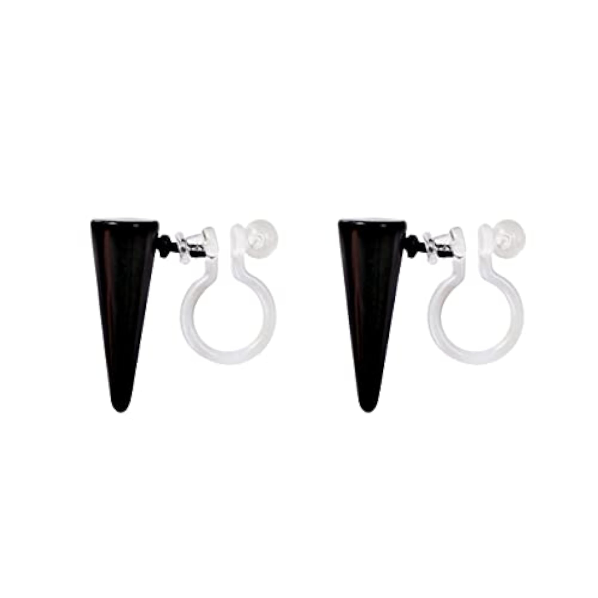 Men's Small Black Spike K-POP Invisible Clip On Stud Earrings