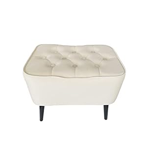Soljer promo price tufted curved velvet ottoman foot stool vanity chair beige tan cream  urban country home decor