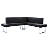 jiexi PU Leather Luxury L Shape Bench, Corner Nook with Metal Leg for Family Kitchen, Sectional Sofa for Living Room, Office,Table is not Included (Black)