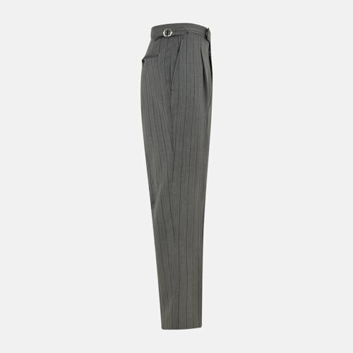 Men's Striped Tuxedo Pants Fit Pleat Front Slim Formal Morning Trousers with Metal Buckle High Waist Dress Pants3
