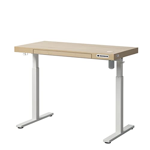 kowo Electric Height Adjustable Standing Desk with Drawer, 48" Home Office Wooden Computer Desk Ergonomic Memory Control Workstation Sit Stand Desk, Natural/White kowo Electric Height Adjustable Standing Desk with Drawer, 48" Home Office Wooden Computer Desk Ergonomic Memory Control Workstation Sit Stand Desk, Natural/White