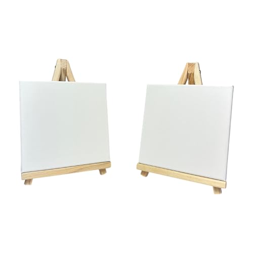 2 Stück Mini-Staffelei-Set aus Kiefernholz. Geeignet für Leinwände bis 25x35 cm. Perfekt für Kinder, Hobbykünstler und kreative Projekte