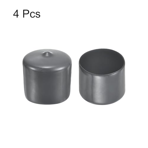 Image of uxcell 4pcs Rubber End Caps 1 7 /16 inch(36mm) ID Vinyl Round End Cap Cover Screw Thread Protectors Dark Grey, 30mm Height