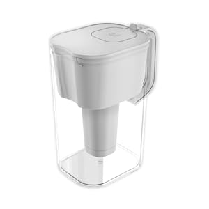 HOMEWATER 10-Cup Pitcher Filter (White) – BPA-Free, High-Capacity 2.4L Pitcher with Fast-Flow Carbon Filter, Wide Mouth for Easy Pouring, Removable Filter Replacement, Locking Lid, and Dishwasher-Safe
