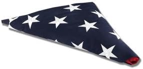 Pre Folded Premium American Flag, MADE IN THE USA fully Embordered Stars and Sewn Stripes, Folded by Veterans and will fit perfectly for a military flag display case (3 ft x 5ft flag) - Not Burial Flag !!