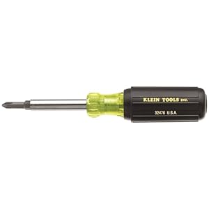 Klein Tools 32476 5-In-1 Multi-Bit Screwdriver / Nut Driver with 2 Slotted, 2 Philips, and 1 Nut Driver Tip