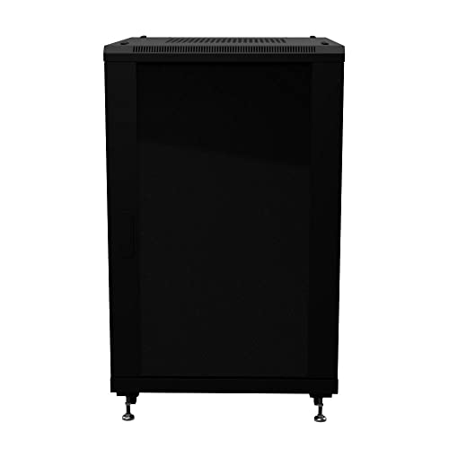 NavePoint 18U AV Rack Cabinet, 28 in Depth, Cold-Rolled Steel, Black