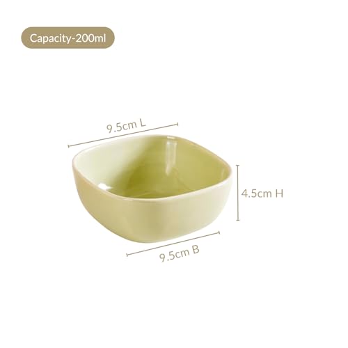 Image of Nestasia Set of 4 Square Ceramic Bowl (200ml) - Daily Use Microwave Safe Bowl for Snacks, Chutney, Rice, Dal, Fruits, Nuts or Dips | Pastel Multicolor Gift Bowl Set with Box for Gifting