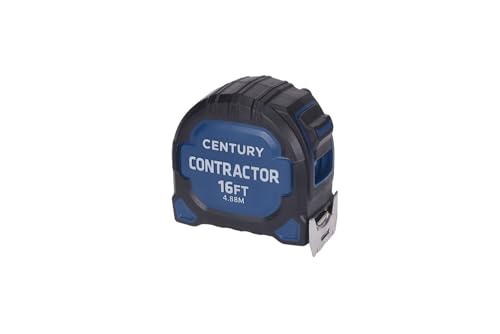 Image of Century Drill & Tool 72840 Contractor Fractional /Metric Tape Measure, 16 Foot | Dual-sided fractional & metric blade, reinforced magnetic hook, nylon-coated tape, impact-resistant case