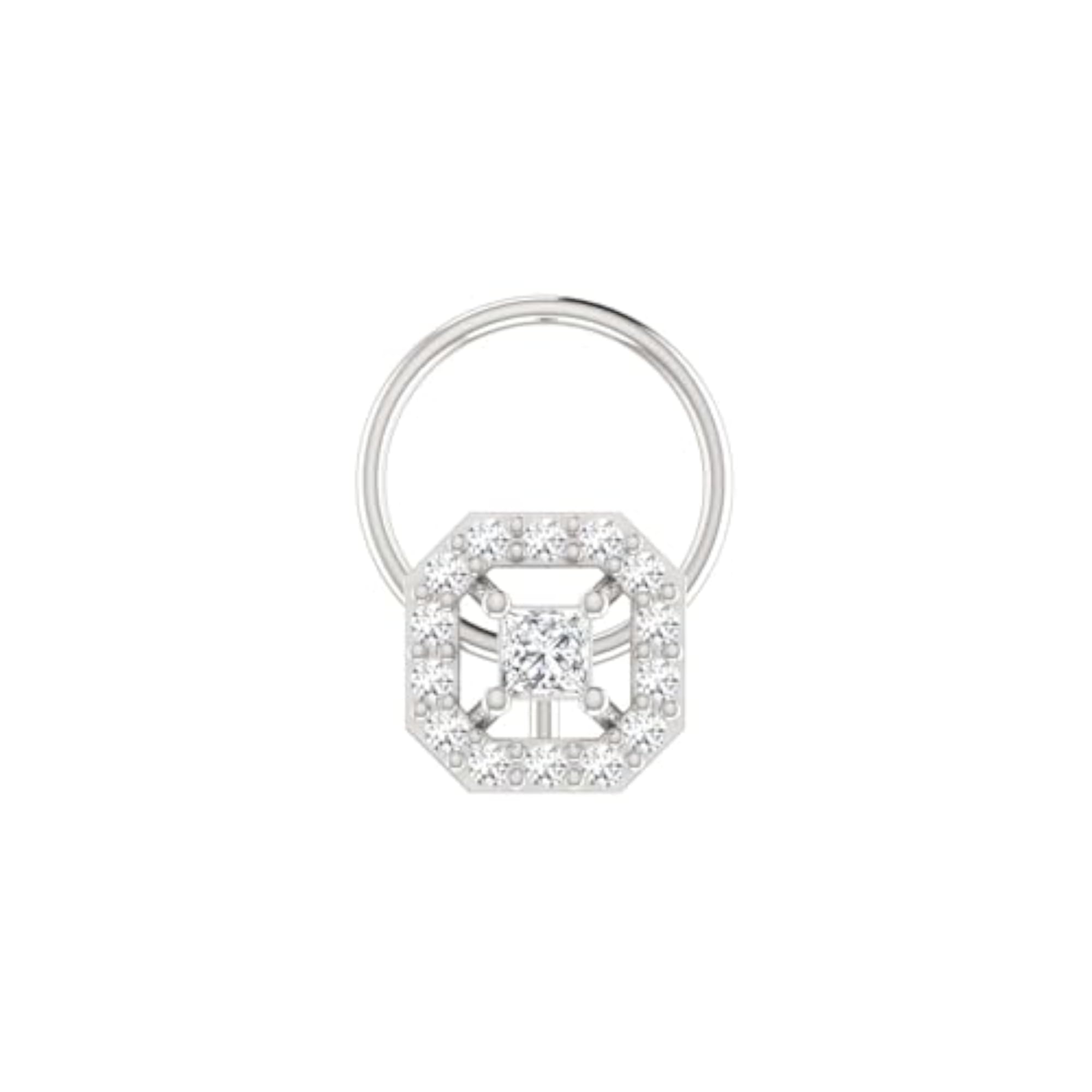 Women's 14Kt White Gold Stud Nosering, Elegant