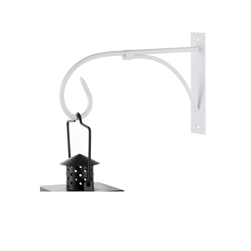 Image of Iron Wall Hooks for Hanging Lanterns, Planters, Bird Feeders & Coats | Heavy Duty Indoor Outdoor Wall Bracket Hook Hanger for Home Decor, Garden & Balcony (White, 1)