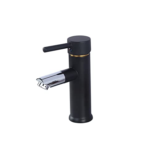 Robinet bassin salle de bain noir mitigeur laiton eau chaude froide QYYZTQY