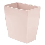 mDesign Rectangular Trash Can Wastebasket, Small Garbage Container Bin for Bathrooms, Powder Rooms, Kitchens, Home Offices - Shatter-Resistant Plastic - Light Pink/Blush