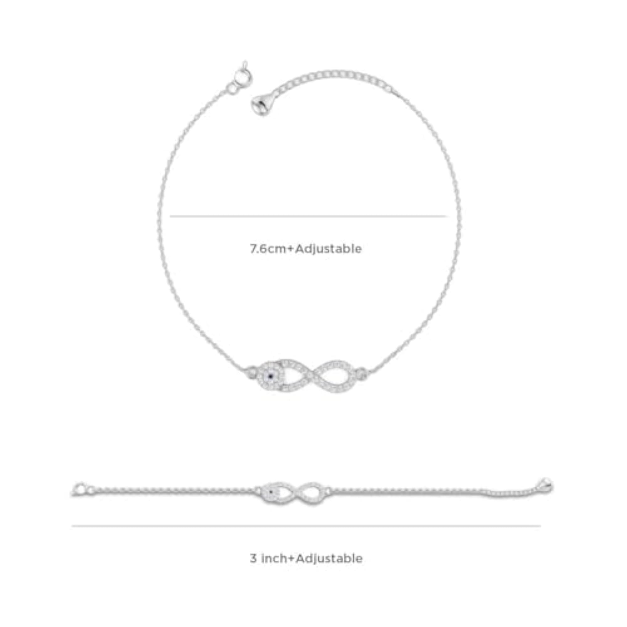 925 Pure Silver Adjustable Infinity Bracelet