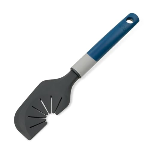Tasty Spatule en silicone avec nettoyeur à fouet, 25 x 6 cm, outil de cuisine multifonction, passe au lave-vaisselle, gris/bleu
