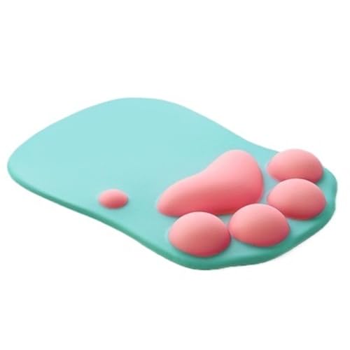 Valcla Tapis de Souris Tapis de Souris for Poignet, Mignon, Patte de Chat, Support de Main, Bureau, créatif, en Silicone, épais, antidérapant(Verde)