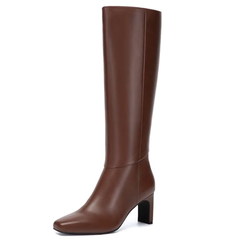 Athlefit Brown Square Toe Tall Boots