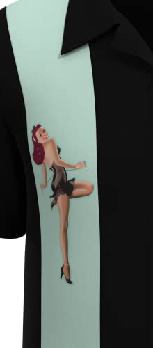 BeRetro Pinup Girl Men's Bowling Lounge Retro Shirt Mint Pinup Girl2
