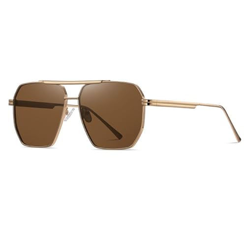 Lunettes de soleil homme monture polygonale rétro métal UV400 pour pêche