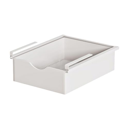 LCSVCCXA 棚下バスケット、下着オーガナイザー、引き出し、多目的、引き出し式クローゼット吊り棚、パントリー、キッチンキャビネット用, 白