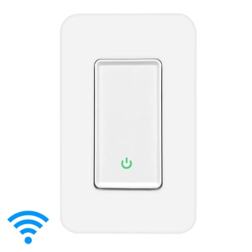 Luvoni Smart Wifi Wall Light Switch, 3-Way/Single Pole Digital Switch With Led Indicator Light, Voice Control Compatible, Needs Neutral Wire, No Hub Required, Screwless Wall Plate Included, By Maxxima #TOP1