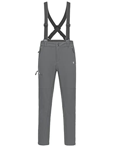 Little Donkey Andy Men's Skiing Bibs Fleece Lined Snow Pants, Winter Water-Repellent Snowboard Pants With Suspenders Gray M #TOP2