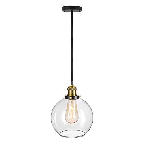 Flash Sale Frideko Glass Pendant Light - 7.9 inches Globe Pendant Light, Vintage Pendant Lighting for Kitchen Island, Modern Clear Glass Kitchen Lights Ceiling Hanging for Dining Room, Kitchen, Dining Table