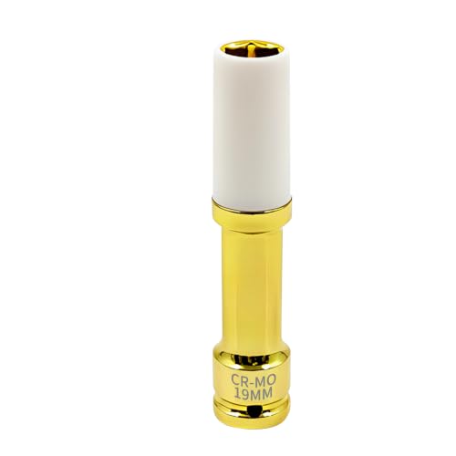 Image of 19mm 1 /2 inch Extra-Long Wheel Protector Impact Socket, Lug Nut Removal | 6 Point, Non-Marring, Thin Wall, Deep Socket, Wheel Protector, Protective Socket, Color-Coded, Cr-Mo Steel, Hand Repair Tool