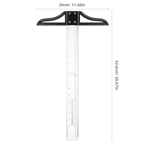 SEWACC T定規、17.72インチ 透明 取り外し可能 アクリル T定規 製図 クラフト アート用品 精密測定ツール