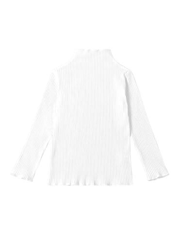 OYOANGLE Girl's Long Sleeve Ribbed Knit Top Basic Shirt Tee Mock Neck Tee Top2