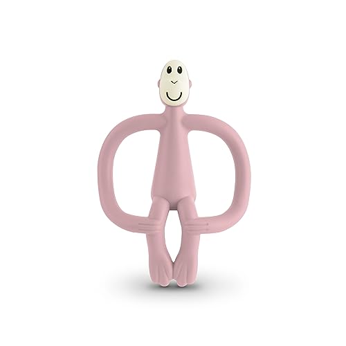 Image of Matchstick Monkey Original Teething Toy for Baby 3 Months+, BPA-Free Food Grade Silicone, Easy to Hold & Naturally Fits in Mouth, Stimulates and Massages Sore Gums, Dusty Pink
