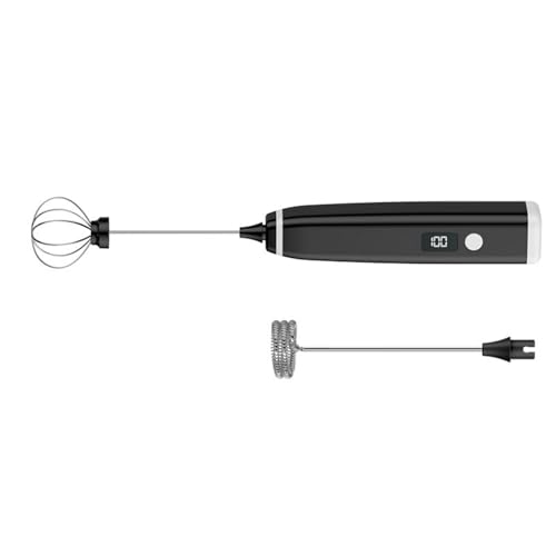 Mllepjdh Espumador de leche eléctrico con pantalla digital y 3 velocidades para café con leche, capuchinos, batir USB