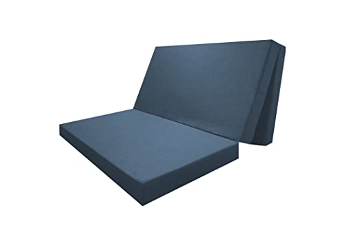 DecorQUALITY - Colchon Plegable Camper, Colchón con Espuma Plegable – para Furgonetas Camper, Cama Invitados, Camión o Caravana - Azul 135 x190 x10