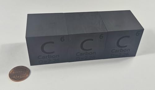 Image of 1.5 inch 38.1mm Carbon Cube C up to 99.9% Pure Periodic Table Element Engraved Density Collection Science Education Display Block Cube + Acrylic Case Box - 1PC