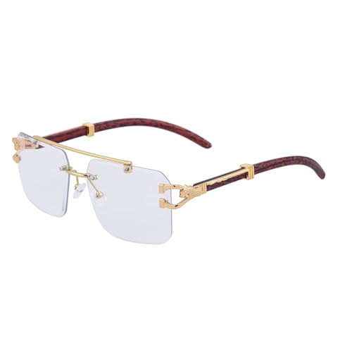 Lunettes de soleil carrées en bois homme sans monture vintage retro chic