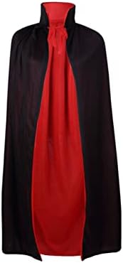 Stand Collar with Hood Reversible Cloak Masquerade Cape Costume, Black and Red