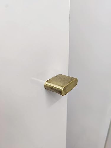 Image of Brass Cubic Shape Door Pull Handle Knobs for Drawer & Cabinets (Pack of 6, Brushed Antique)