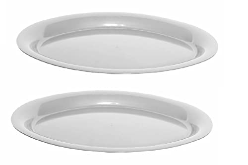 Vision4ever 2Pcs Oval White Plastic Serving Tray Kitchen Buffet Party Platter Useful for Party (53Cm)