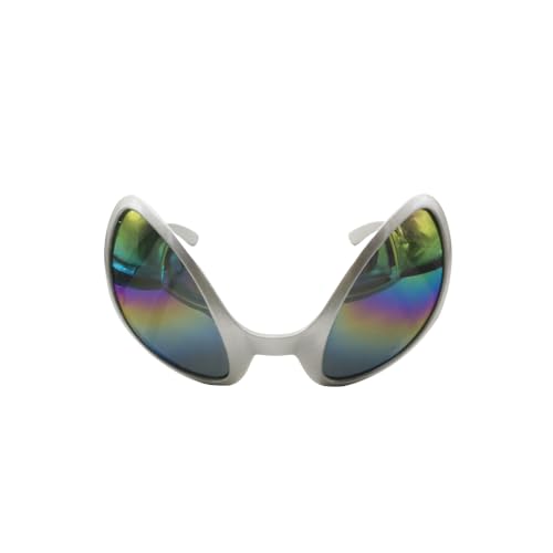 VIGUEUR Silver Metallic Eyeglasses Alien Costume Glasses Halloween Party Accessories