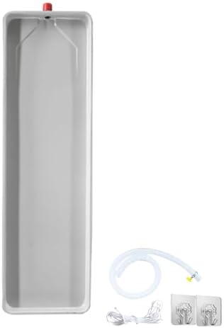 Universal AC Drip Pan Tray with Drain Hole & Hose for Outdoor Split Units - Durable Plastic, 81x24cm/32x9in (White) - Essential Accessory for Air Conditioners