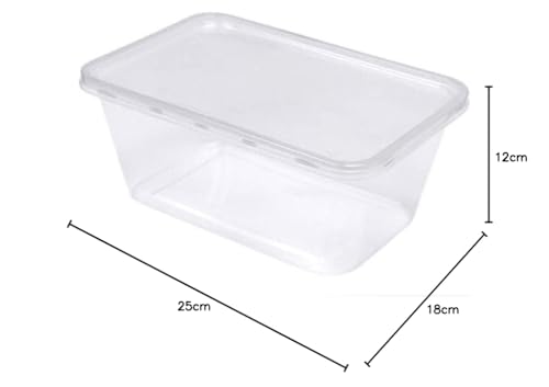 LEO - Pack of 10 Plastic Food Containers | 1000ml Storage Tubs | Microwavable & Freezer Safe | Dishwasher Friendly | Made in UK | Stackable Design, Clear, Plastic