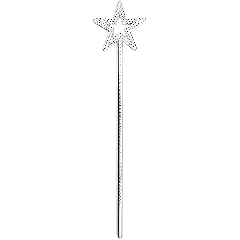 UOUYOO Silver 13 Inches Star Wand Angel Wand Sticks Princess Wand Fairy Wand Plating Wand Silver Star Wands for Halloween, Christmas, Thanksgiving, Holiday Shows Cover