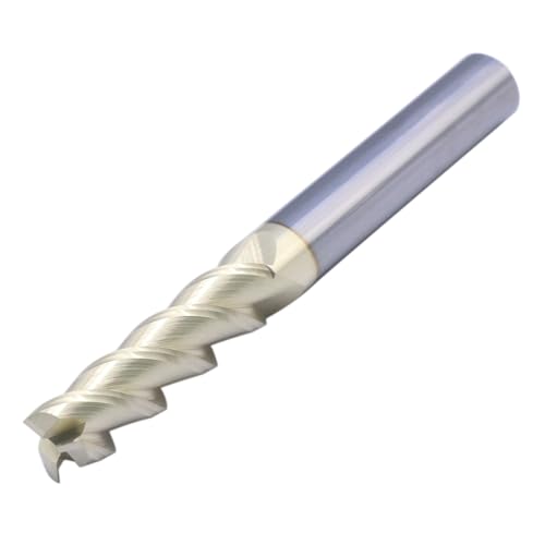 Image of 3 /8 inch 3 Flute Carbide Square End Mill for Aluminum, 3-1 /2 inch OAL, ZrN Coated | 45 Degree Helix, Solid Carbide Long End Mill, 3 /8 inch Cutting Diameter, 3 /8 inch Shank Diameter, 1-1 /2 inch Length of Cut