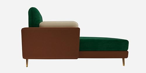 Image of Black Wood Modern Velvet RHS Sectional Sofa (3 + Lounger) with Extra Luxury Comfort for Bedroom, Living Room, Dining Room, Drawing Room, Home Office in Bug Resistant Wood Structure