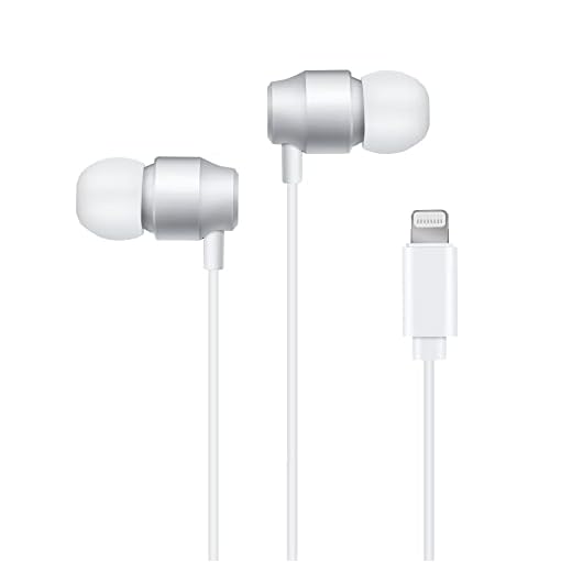 PALOVUE Lightning-hörlurar Hörlurar Magnetiska öronsnäckor In-Ear MFi-certifierad med mikrofonkontroll Kompatibel iPhone 12 11 Pro Max iPhone X / XS / XS Max / XR iPhone 8 / P iPhone 7 / P (Metallic Silver)