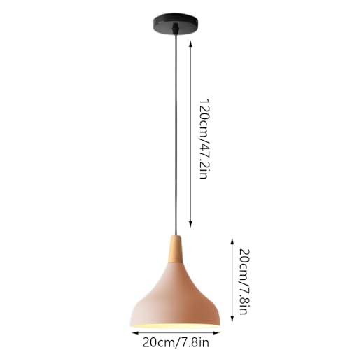 Lámpara colgante nórdica de madera E27 semicircular rosa ajustable 7